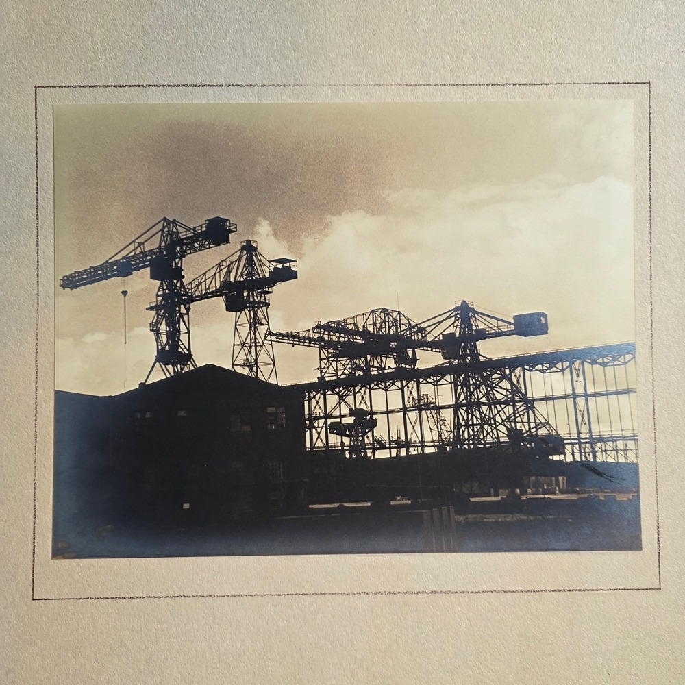Vtg 1940s A.L. Wells Silver Gelatin Photo Industrial Cranes Construction 16x20